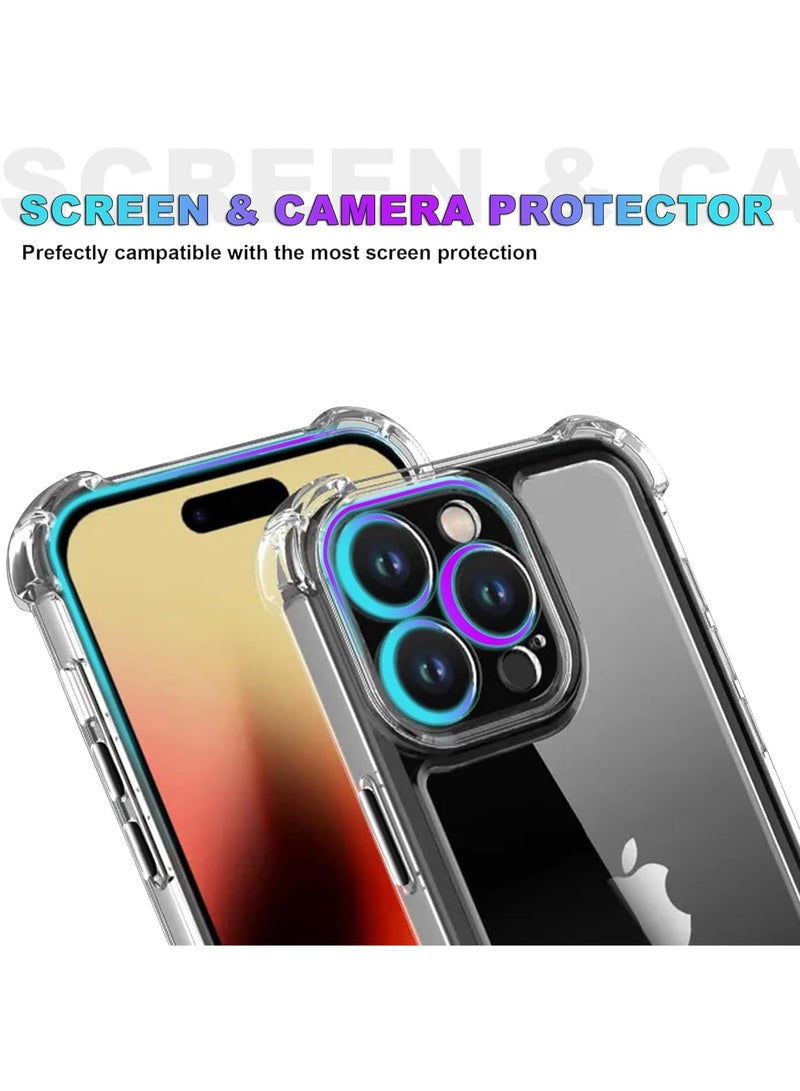Case Compatible with iPhone 15 Pro Max Cover Silicone Transparent TPU Gorilla Anti-shock Protector Camera Shockproof Corners - Clear - Image 3